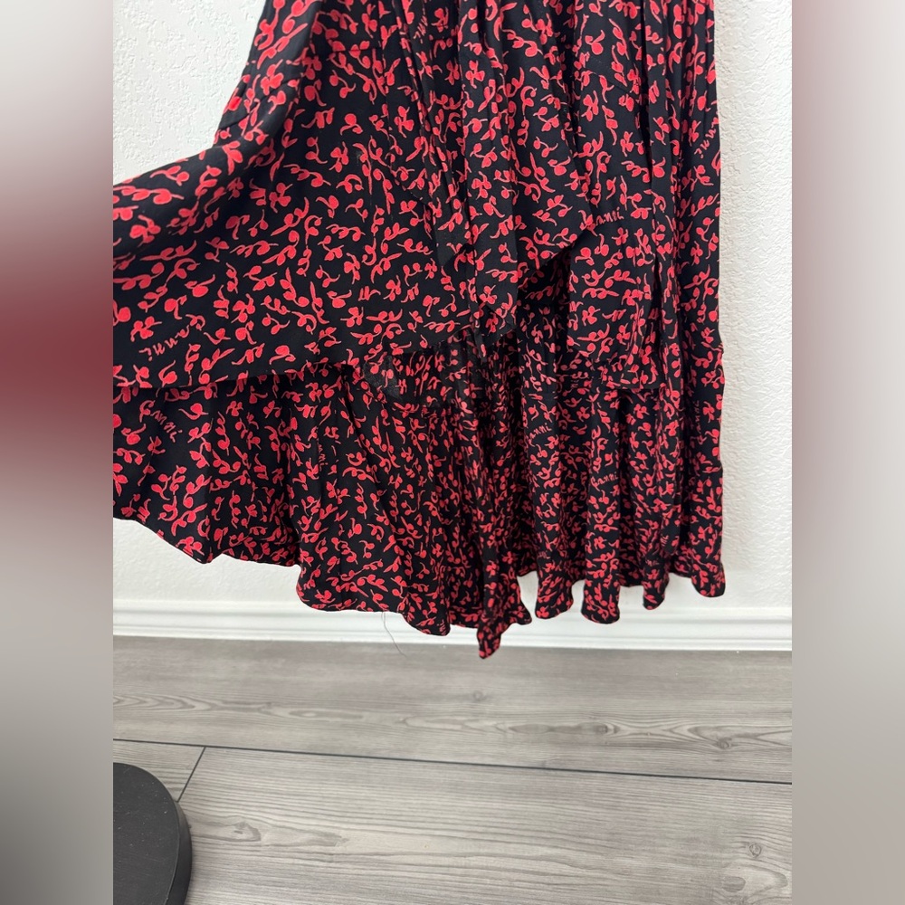 GANNI - PRINTED CREPE SLEEVELESS MIDI WRAP DRESS WITH BELT - Picture 7 of 11